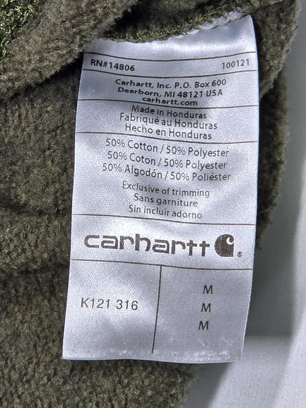 Carhartt K121 Midweight Pullover Hoodie Moss Green Size Medium